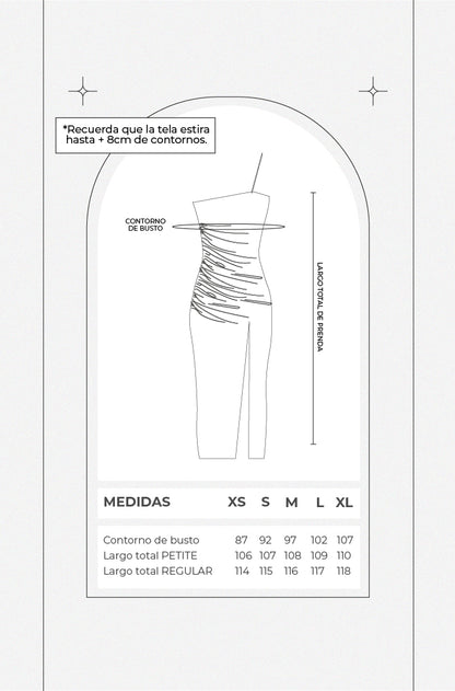 Vestido midi asimétrico fruncido - Negro