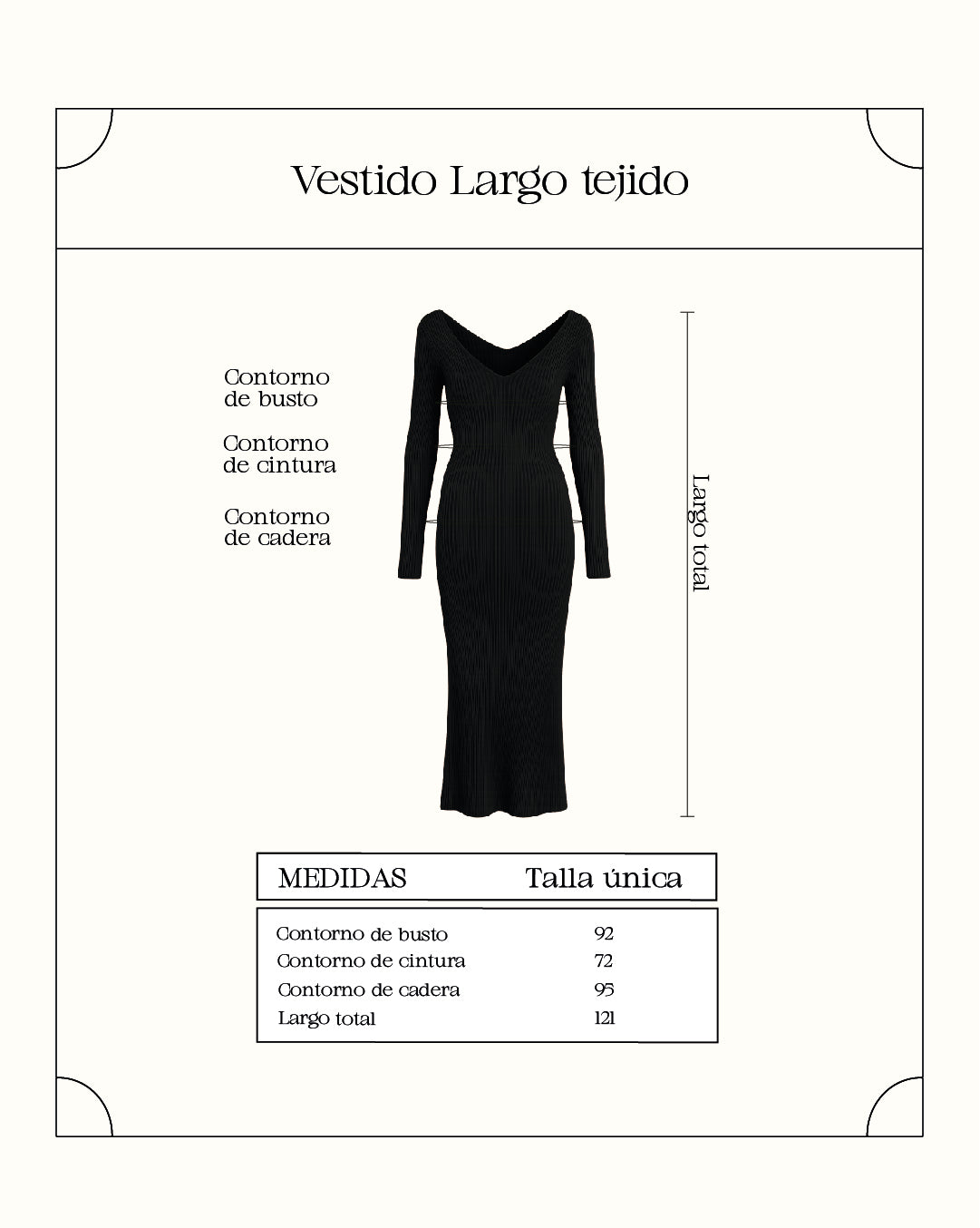 Vestido largo tejido - Negro