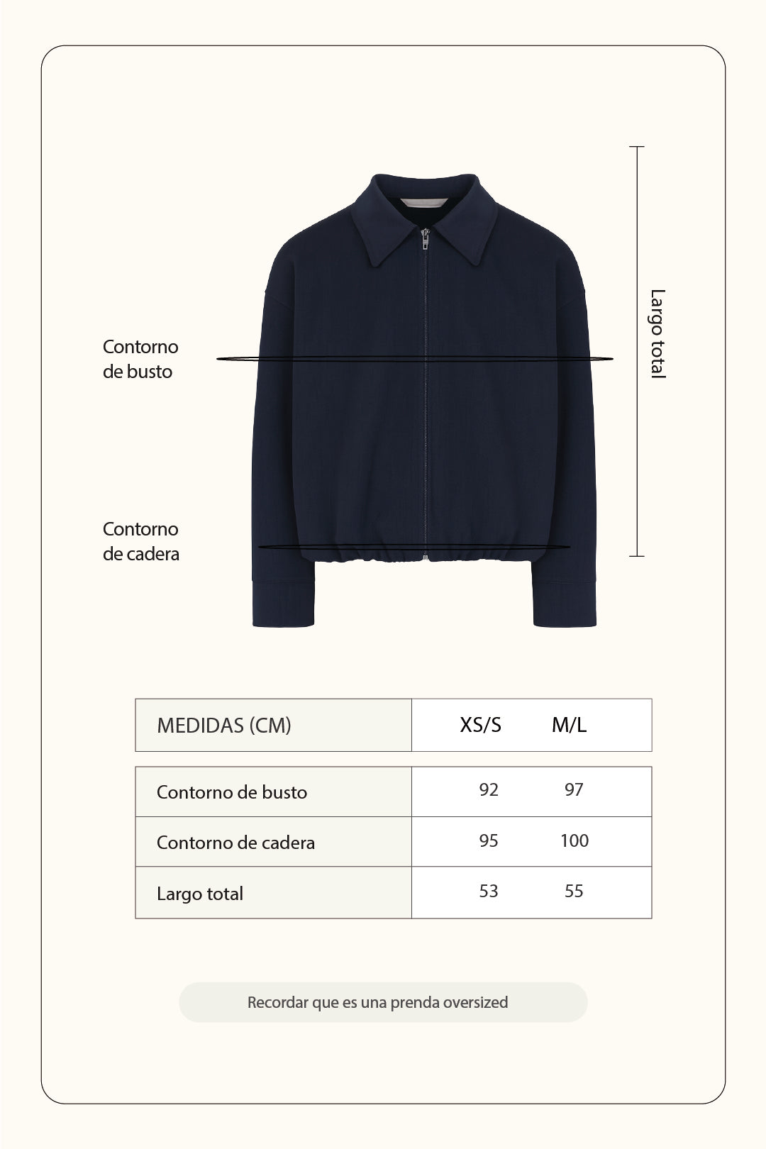 Chaqueta bomber con cierre - Azul