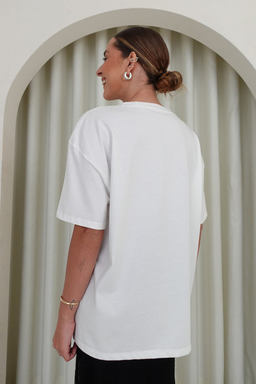 Camiseta oversized estampada - Perla