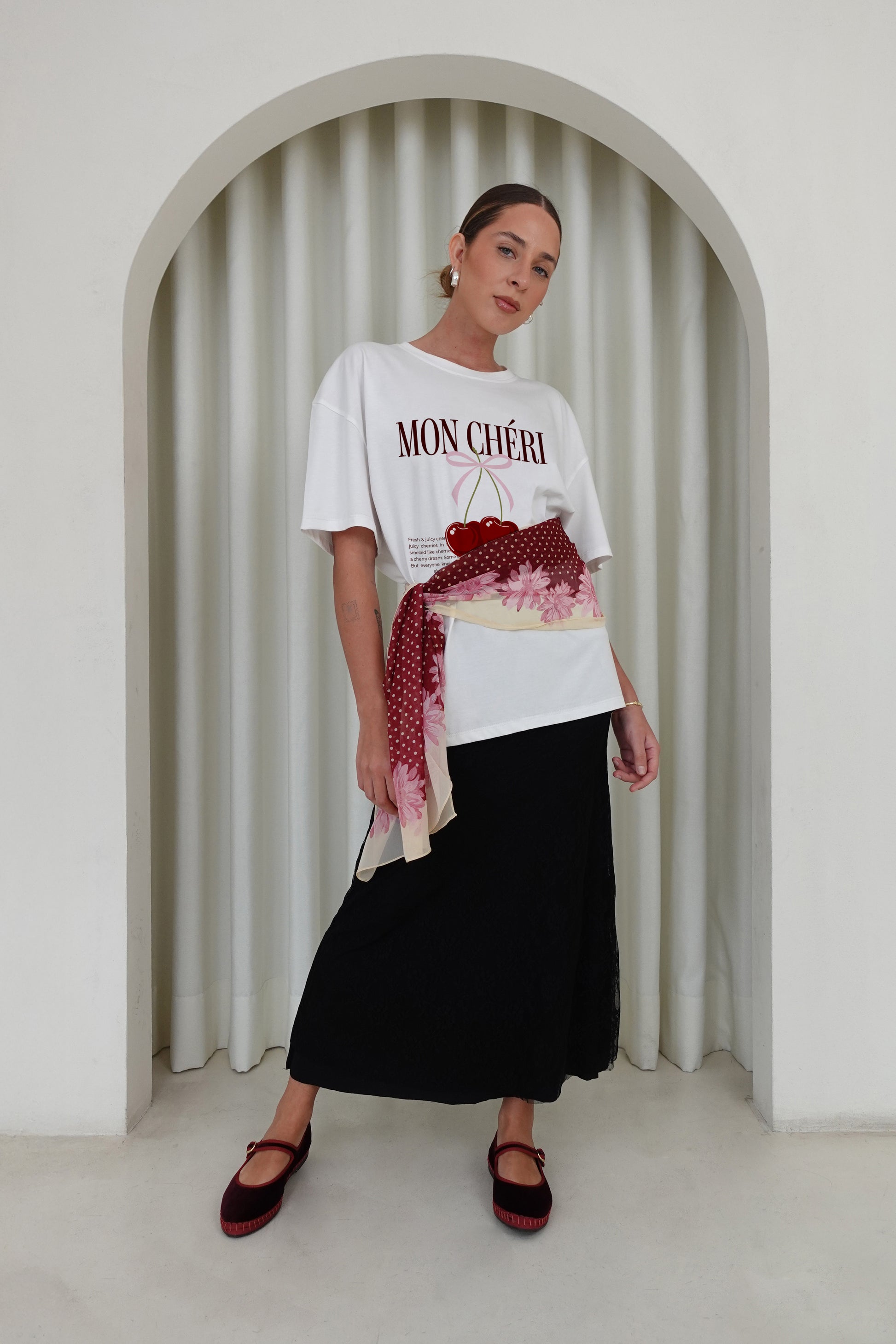 Camiseta oversized estampada - Perla