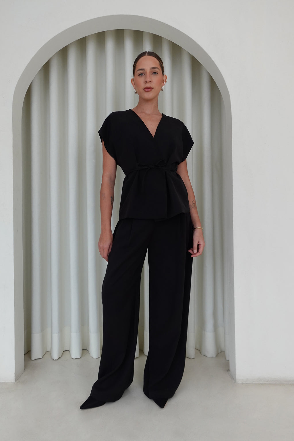 Pantalón sastre semicadera - Negro