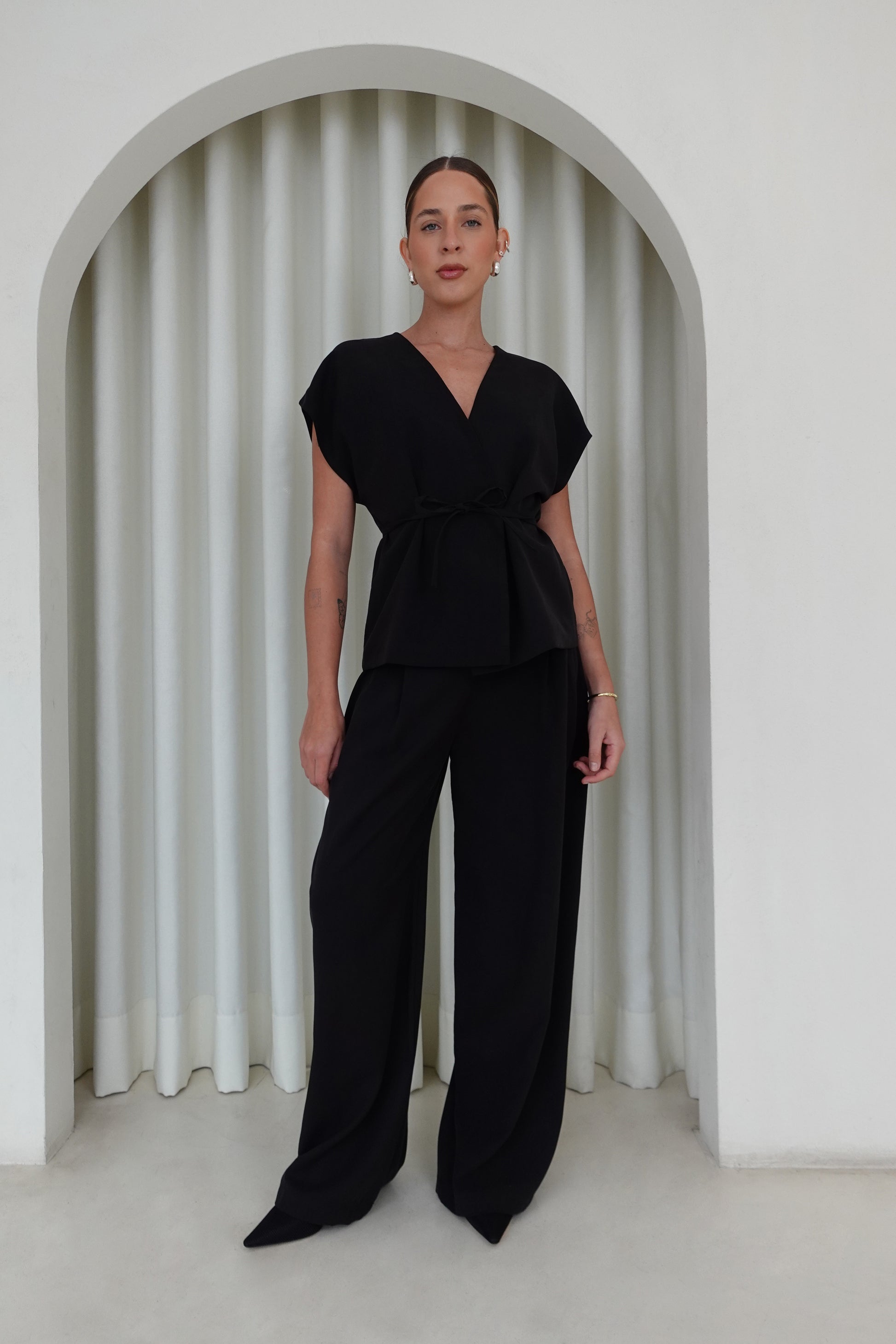 Pantalón sastre semicadera - Negro