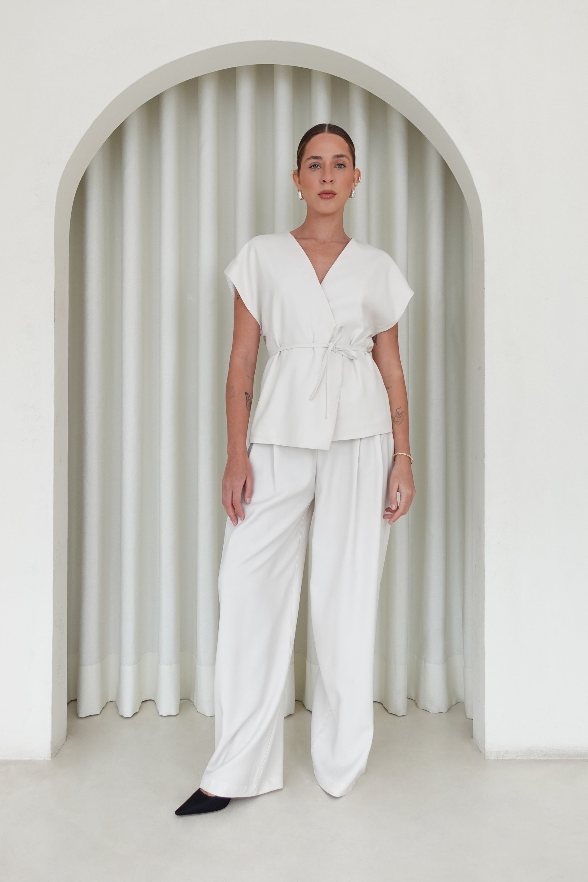 Pantalón sastre semicadera - Perla