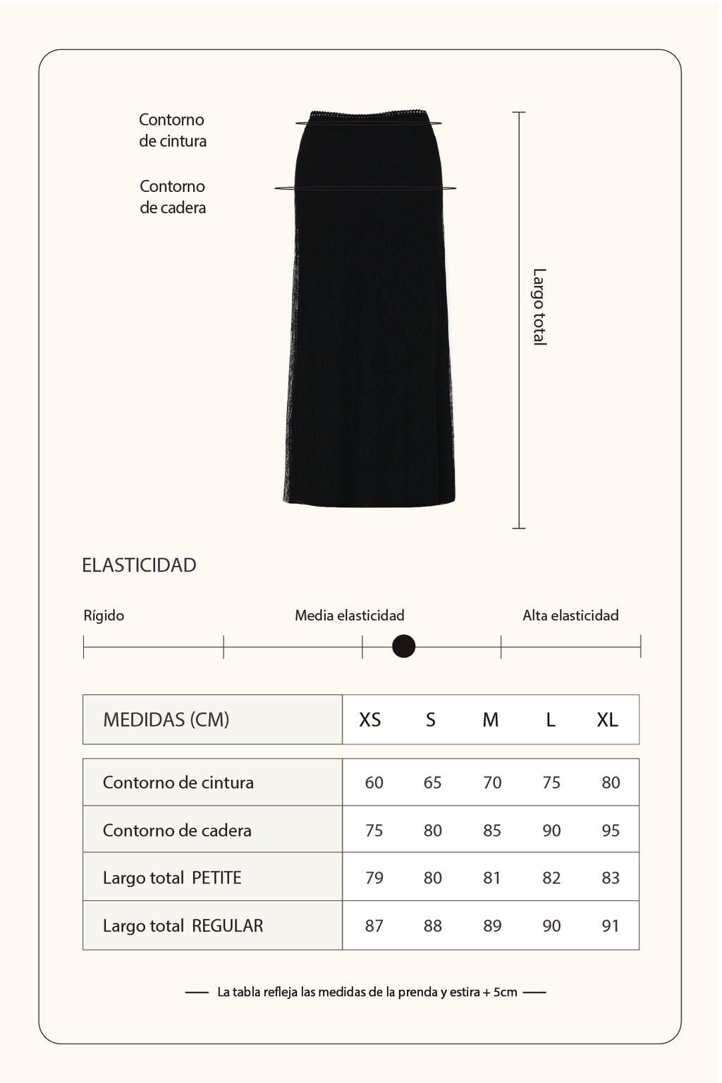 Falda midi encaje - Negro