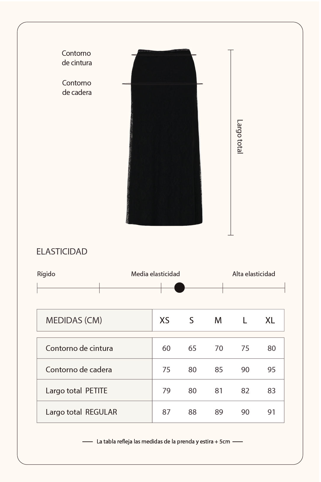 Falda midi encaje - Negro