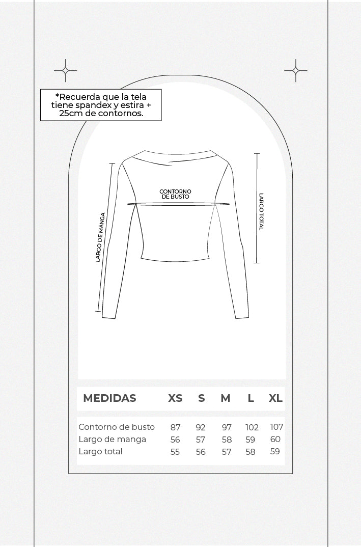 Top cuello ojal manga larga - Negro
