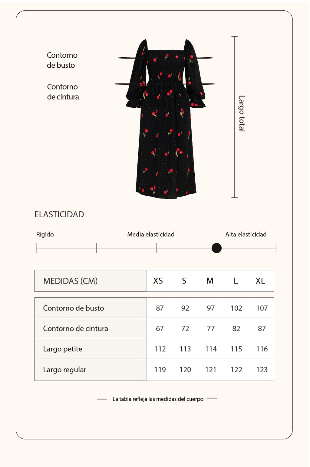 Vestido midi cerezas - Negro (PREORDEN)