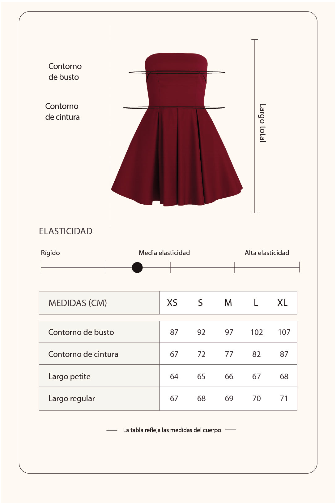 Vestido corto strapless - Vino (PREORDEN)