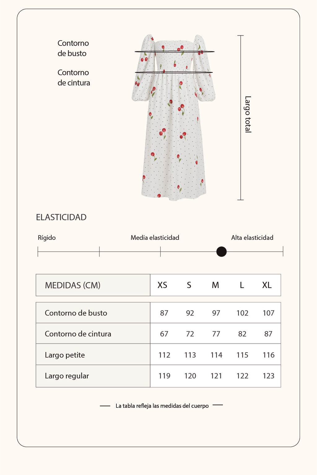 Vestido midi cerezas - Perla (PREORDEN)